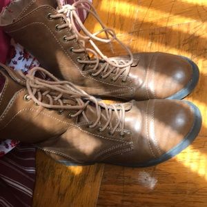Brown combat boots
